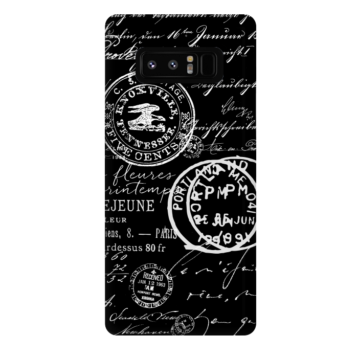 Galaxy Note 8 StrongFit Vintage Handwriting White On Black by Andrea Haase
