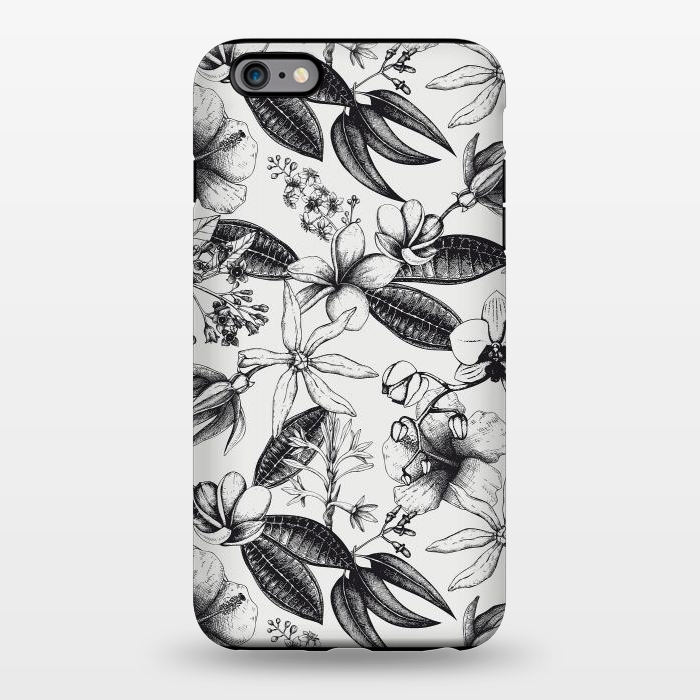 iPhone 6/6s plus StrongFit Black And White Exotic Flower Pattern by Andrea Haase