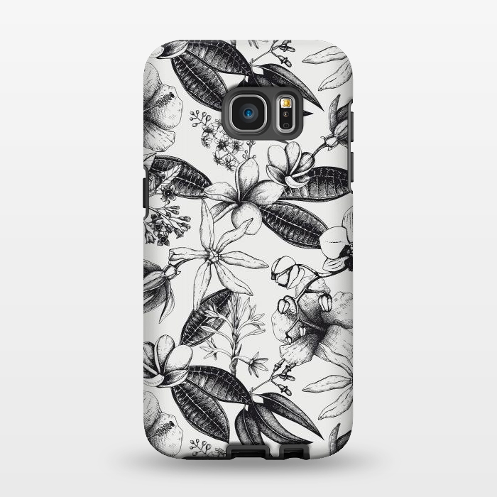 Galaxy S7 EDGE StrongFit Black And White Exotic Flower Pattern by Andrea Haase