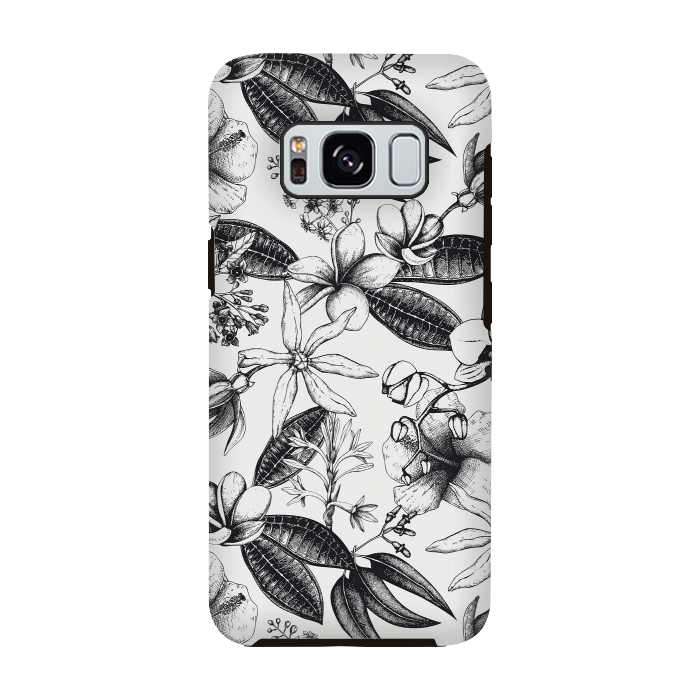 Galaxy S8 StrongFit Black And White Exotic Flower Pattern by Andrea Haase