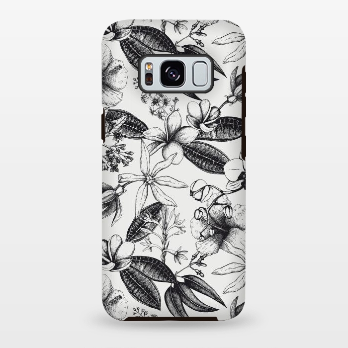 Galaxy S8 plus StrongFit Black And White Exotic Flower Pattern by Andrea Haase