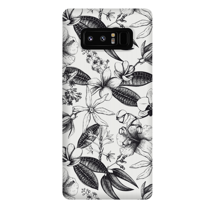 Galaxy Note 8 StrongFit Black And White Exotic Flower Pattern by Andrea Haase