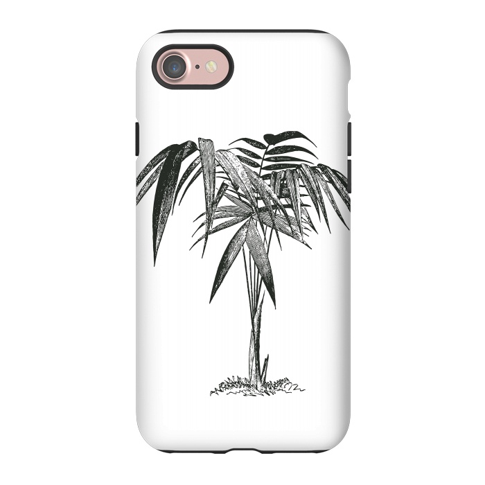 iPhone 7 StrongFit Black And White Vintage Palm Tree by Andrea Haase