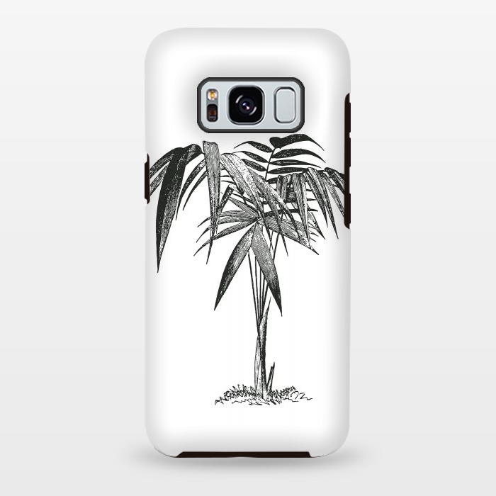 Galaxy S8 plus StrongFit Black And White Vintage Palm Tree by Andrea Haase
