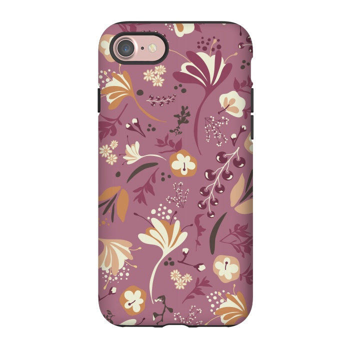 iPhone 7 StrongFit Beautiful Blooms on Plum by Paula Ohreen