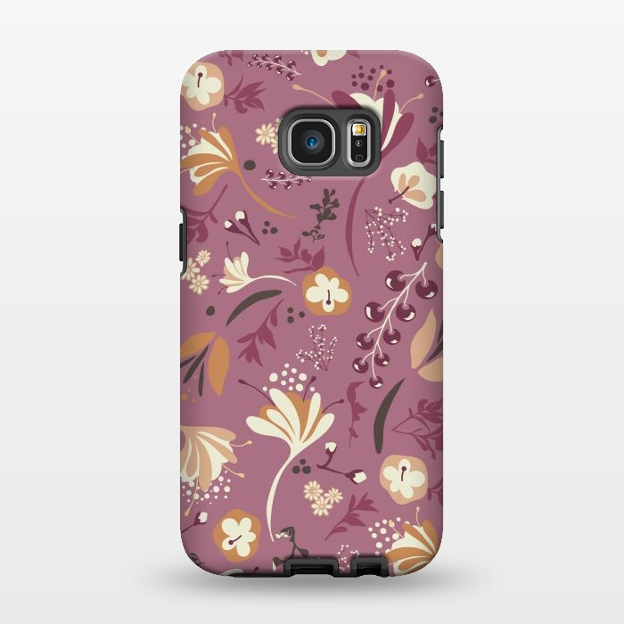 Galaxy S7 EDGE StrongFit Beautiful Blooms on Plum by Paula Ohreen