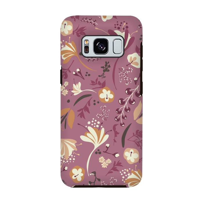 Galaxy S8 StrongFit Beautiful Blooms on Plum by Paula Ohreen