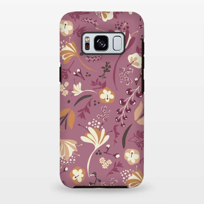 Galaxy S8 plus StrongFit Beautiful Blooms on Plum by Paula Ohreen