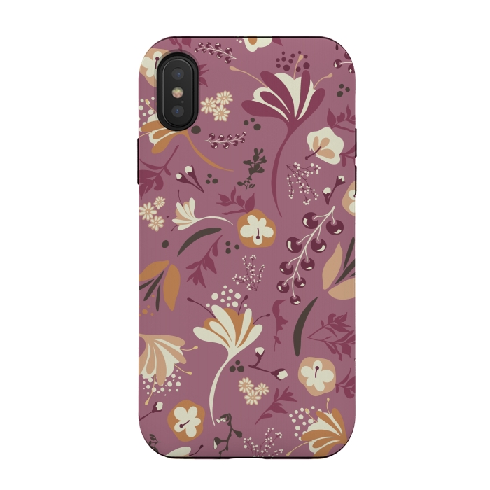 iPhone Xs / X StrongFit Beautiful Blooms on Plum by Paula Ohreen