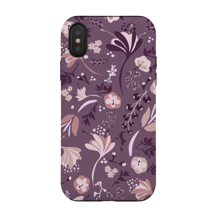 iPhone Xs / X StrongFit Beautiful Blooms on Purple by Paula Ohreen
