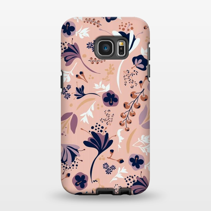 Galaxy S7 EDGE StrongFit Beautiful Blooms on Salmon Pink by Paula Ohreen