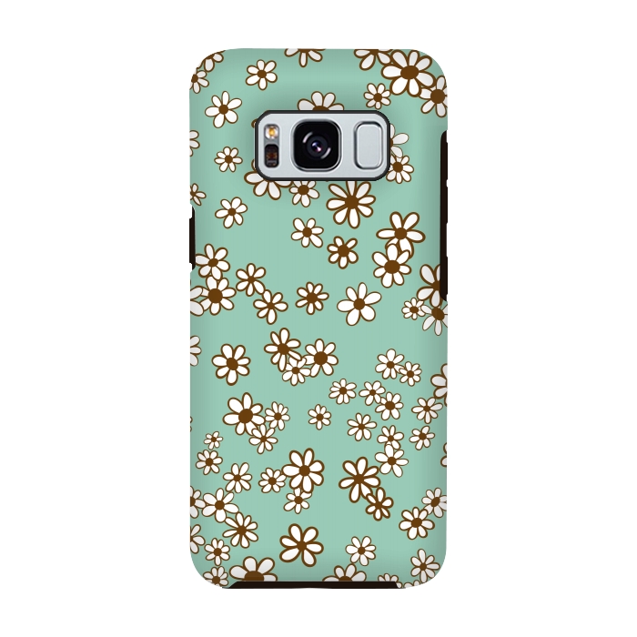 Galaxy S8 StrongFit Ditsy Daisies on Blue by Paula Ohreen