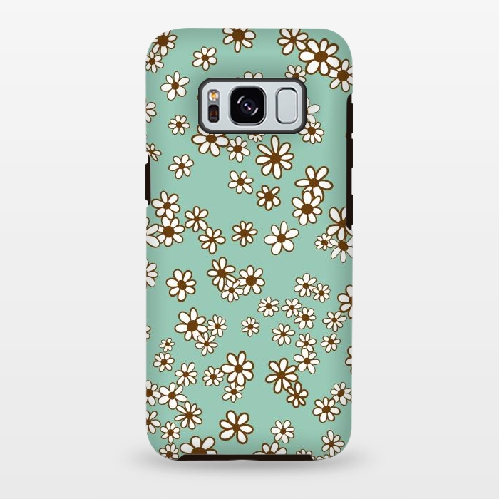 Galaxy S8 plus StrongFit Ditsy Daisies on Blue by Paula Ohreen