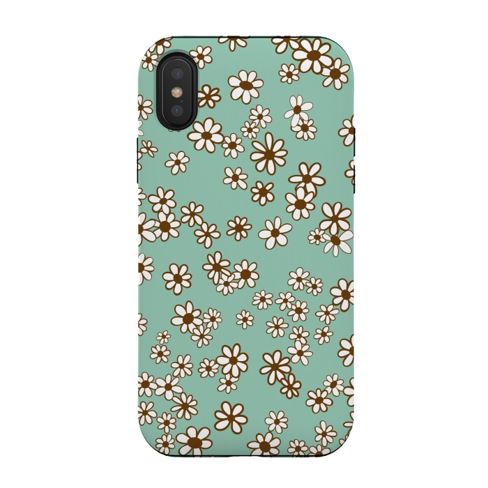 iPhone Xs / X StrongFit Ditsy Daisies on Blue by Paula Ohreen