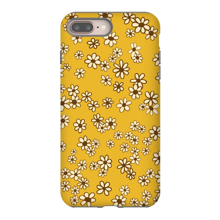 iPhone 7 plus StrongFit Ditsy Daisies on Mustard by Paula Ohreen