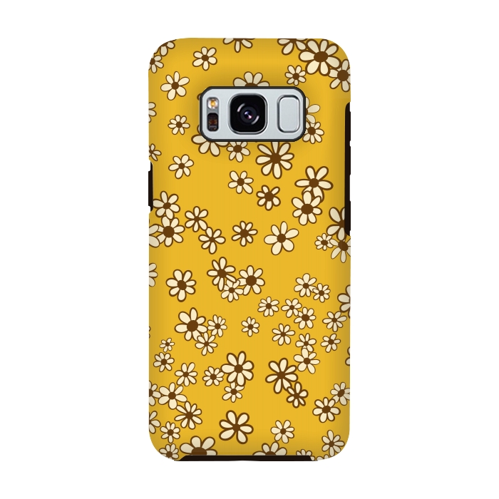 Galaxy S8 StrongFit Ditsy Daisies on Mustard by Paula Ohreen