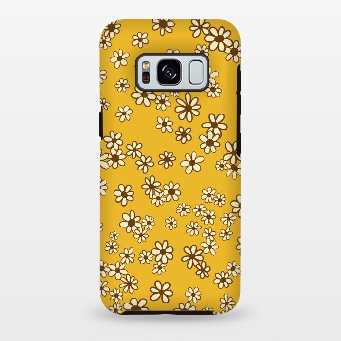 Galaxy S8 plus StrongFit Ditsy Daisies on Mustard by Paula Ohreen