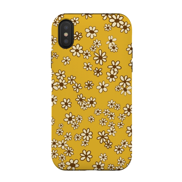 iPhone Xs / X StrongFit Ditsy Daisies on Mustard by Paula Ohreen
