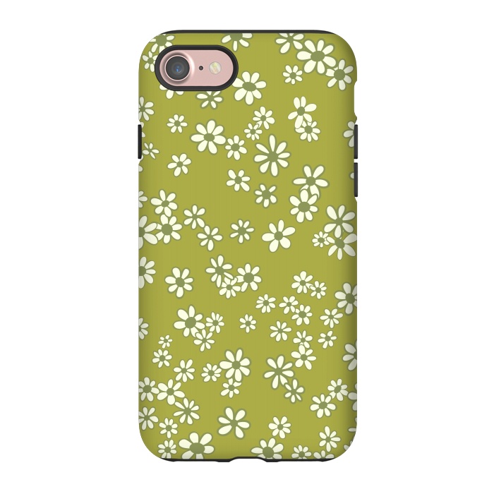 iPhone 7 StrongFit Ditsy Daisies on Green by Paula Ohreen