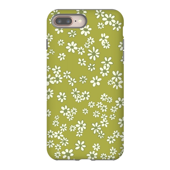 iPhone 7 plus StrongFit Ditsy Daisies on Green by Paula Ohreen