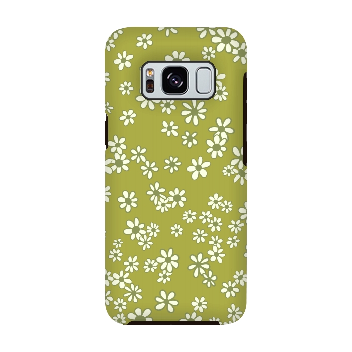 Galaxy S8 StrongFit Ditsy Daisies on Green by Paula Ohreen