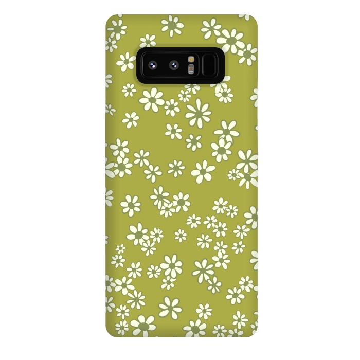 Galaxy Note 8 StrongFit Ditsy Daisies on Green by Paula Ohreen