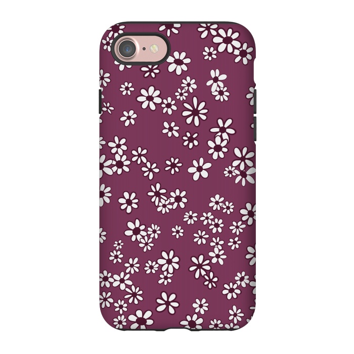 iPhone 7 StrongFit Ditsy Daisies on Purple by Paula Ohreen