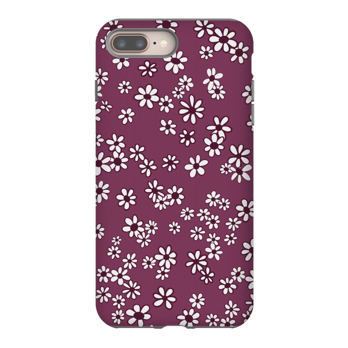 iPhone 7 plus StrongFit Ditsy Daisies on Purple by Paula Ohreen