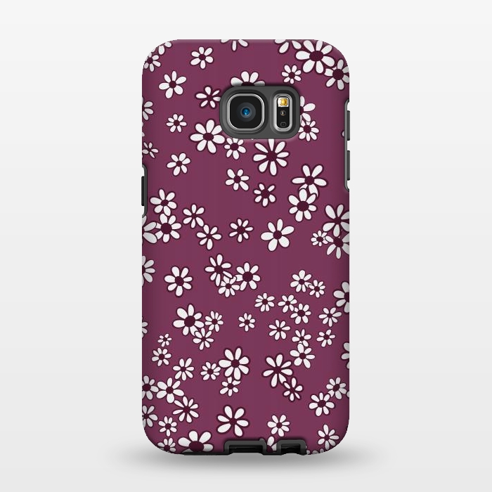 Galaxy S7 EDGE StrongFit Ditsy Daisies on Purple by Paula Ohreen