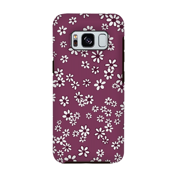 Galaxy S8 StrongFit Ditsy Daisies on Purple by Paula Ohreen