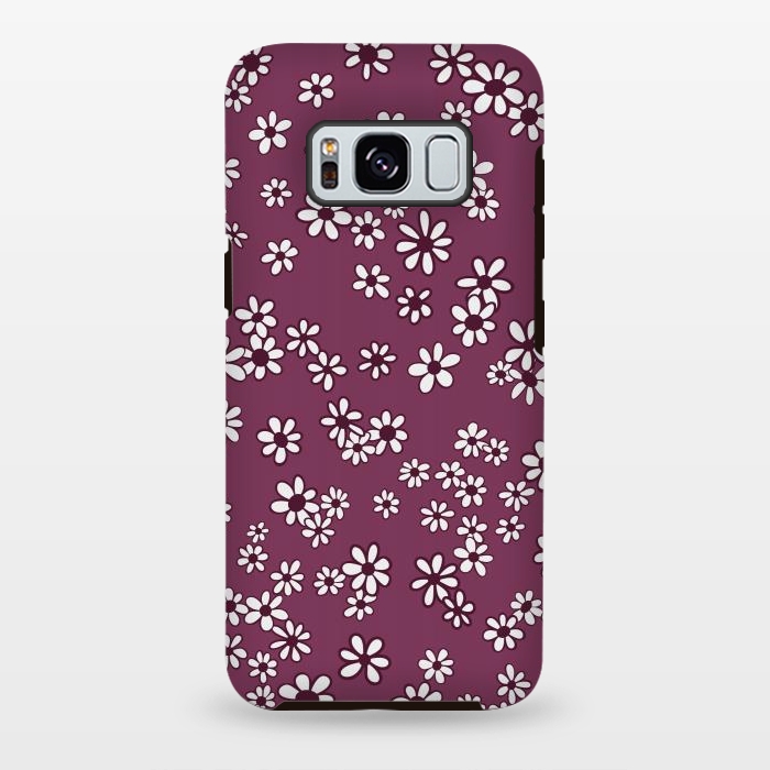 Galaxy S8 plus StrongFit Ditsy Daisies on Purple by Paula Ohreen