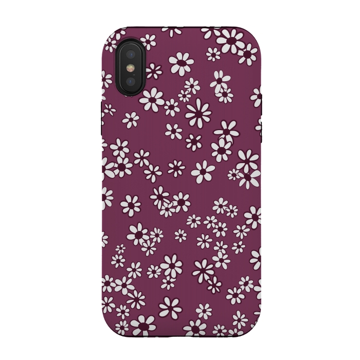 iPhone Xs / X StrongFit Ditsy Daisies on Purple by Paula Ohreen