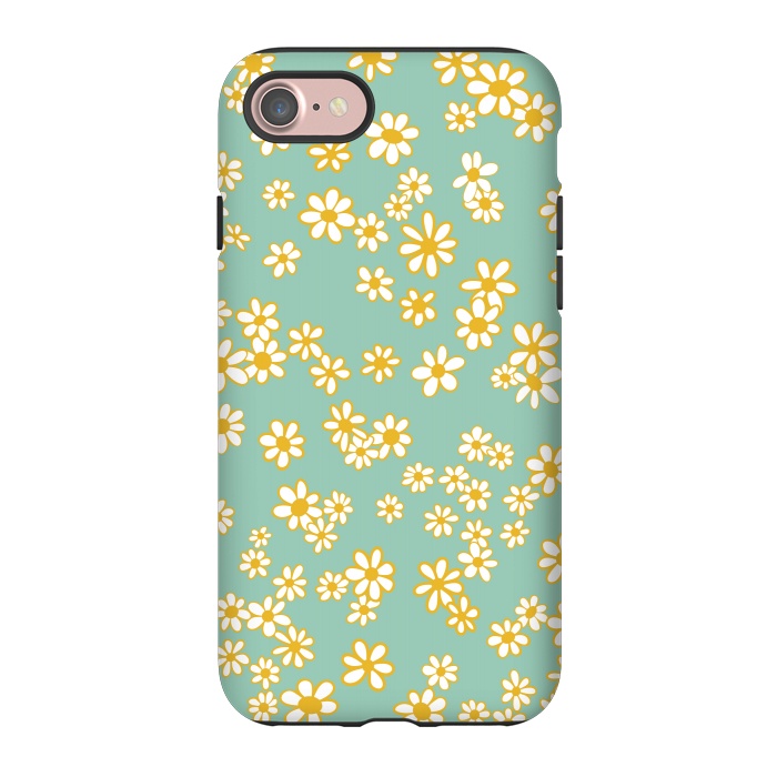 iPhone 7 StrongFit Ditsy Daisies on Teal by Paula Ohreen