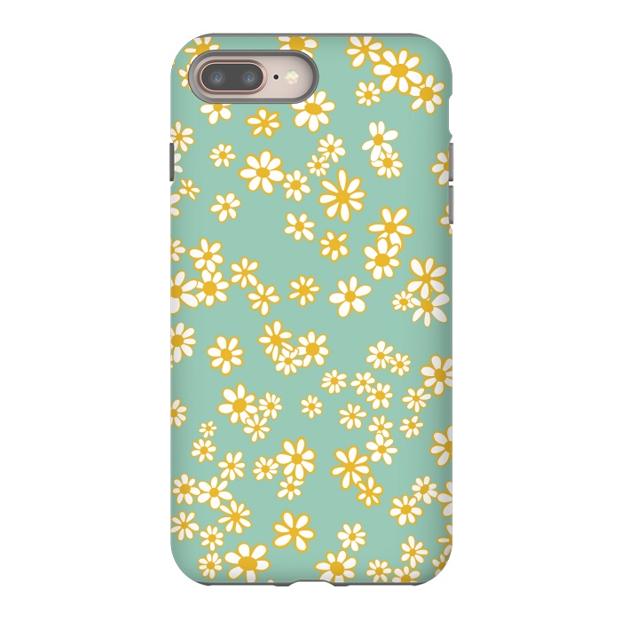 iPhone 7 plus StrongFit Ditsy Daisies on Teal by Paula Ohreen
