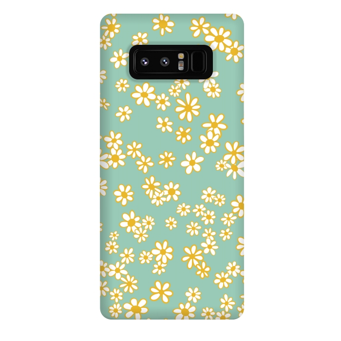 Galaxy Note 8 StrongFit Ditsy Daisies on Teal by Paula Ohreen