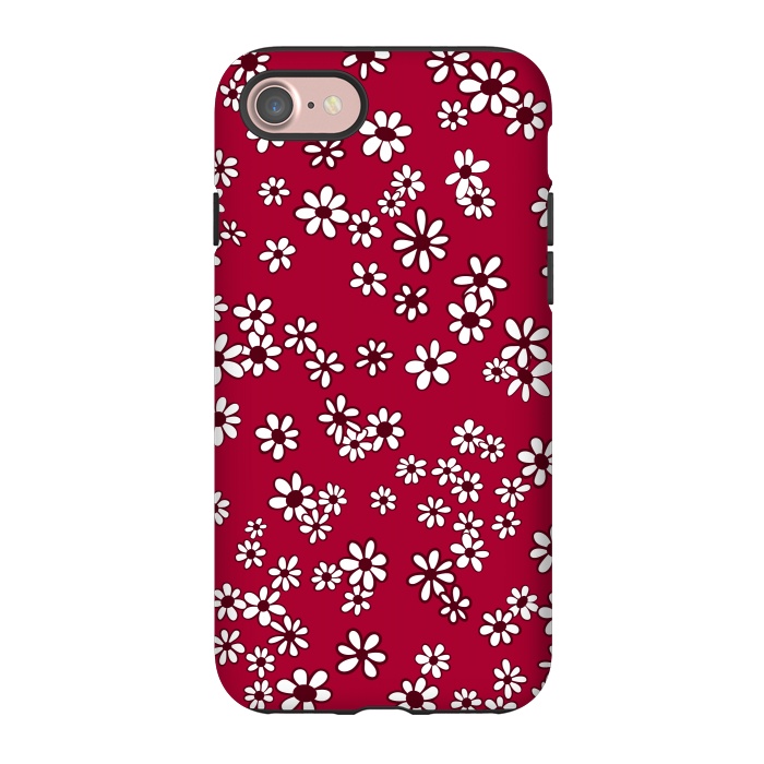 iPhone 7 StrongFit Ditsy Daisies on Bright Pink by Paula Ohreen
