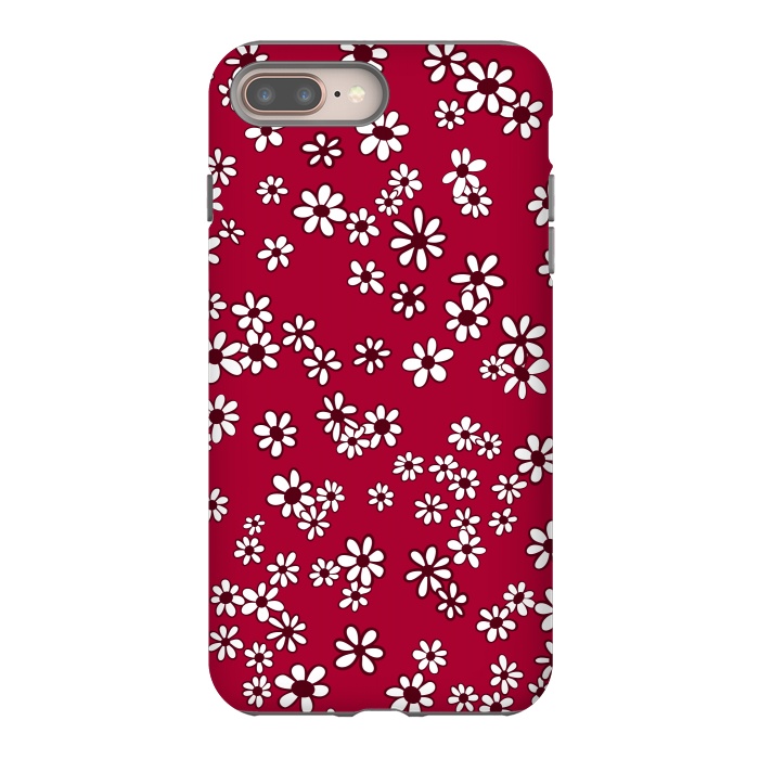iPhone 7 plus StrongFit Ditsy Daisies on Bright Pink by Paula Ohreen