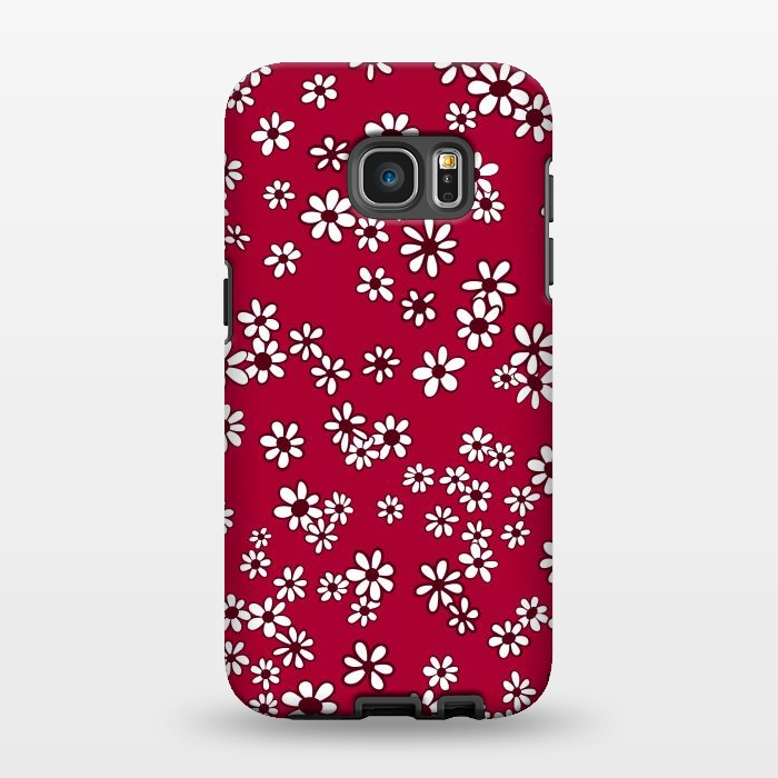 Galaxy S7 EDGE StrongFit Ditsy Daisies on Bright Pink by Paula Ohreen