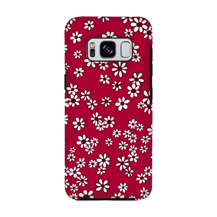 Galaxy S8 StrongFit Ditsy Daisies on Bright Pink by Paula Ohreen