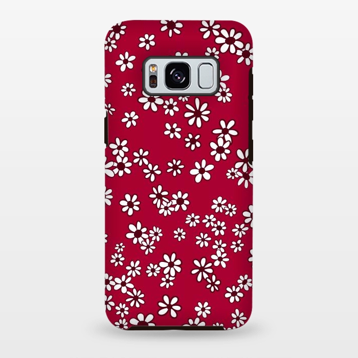 Galaxy S8 plus StrongFit Ditsy Daisies on Bright Pink by Paula Ohreen