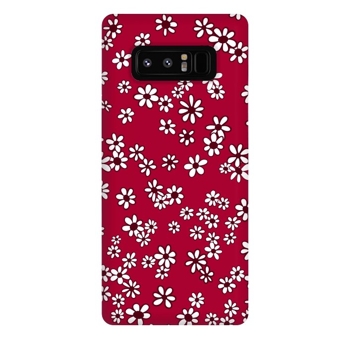 Galaxy Note 8 StrongFit Ditsy Daisies on Bright Pink by Paula Ohreen