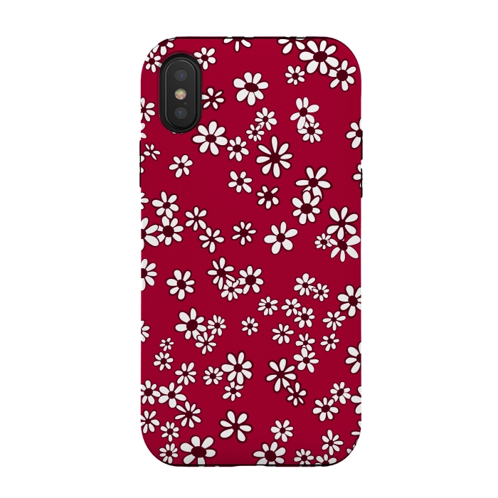 iPhone Xs / X StrongFit Ditsy Daisies on Bright Pink by Paula Ohreen