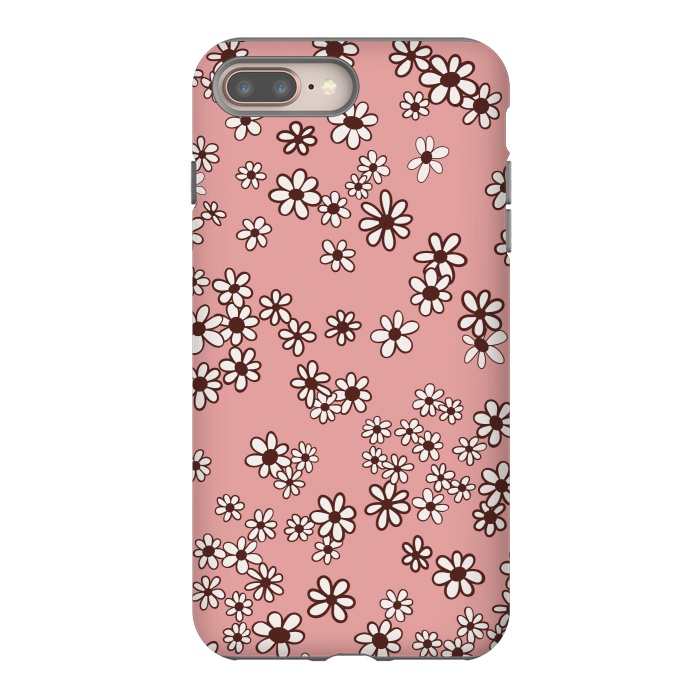 iPhone 7 plus StrongFit Ditsy Daisies on Pink by Paula Ohreen
