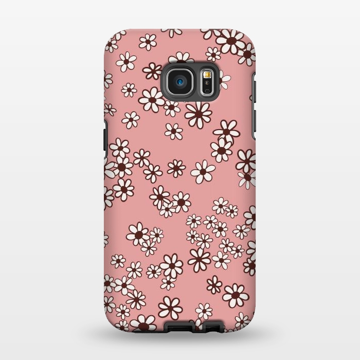 Galaxy S7 EDGE StrongFit Ditsy Daisies on Pink by Paula Ohreen