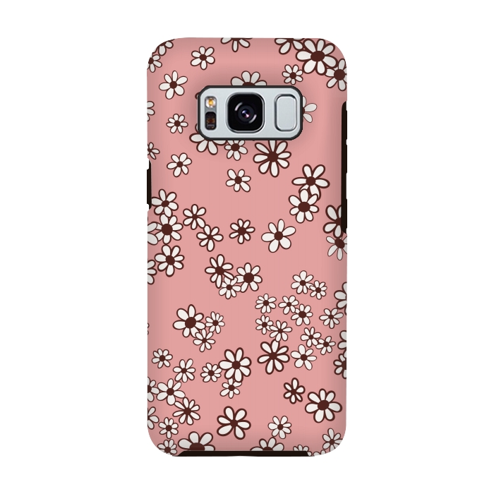 Galaxy S8 StrongFit Ditsy Daisies on Pink by Paula Ohreen