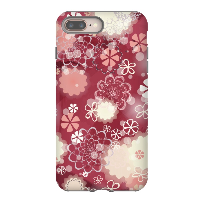 iPhone 7 plus StrongFit Lacy Flowers on Bright Pink by Paula Ohreen