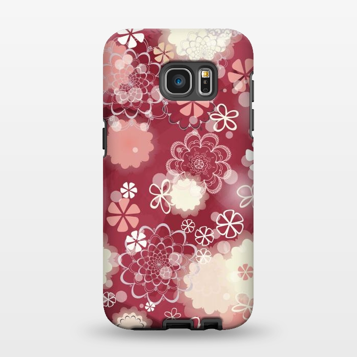 Galaxy S7 EDGE StrongFit Lacy Flowers on Bright Pink by Paula Ohreen