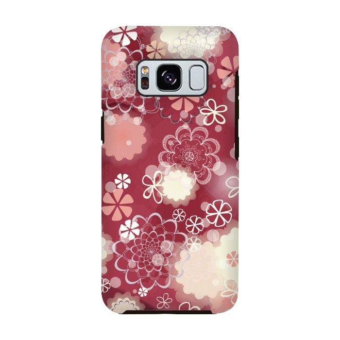 Galaxy S8 StrongFit Lacy Flowers on Bright Pink by Paula Ohreen