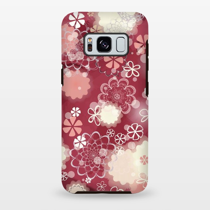 Galaxy S8 plus StrongFit Lacy Flowers on Bright Pink by Paula Ohreen
