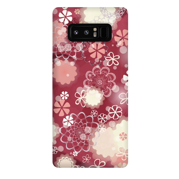 Galaxy Note 8 StrongFit Lacy Flowers on Bright Pink by Paula Ohreen